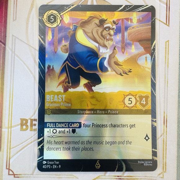 lorcana cards disneyland LORCANA Magical Places Beast Disneyland DCA EXCLUSIVE Fabled Promo Quest  Card